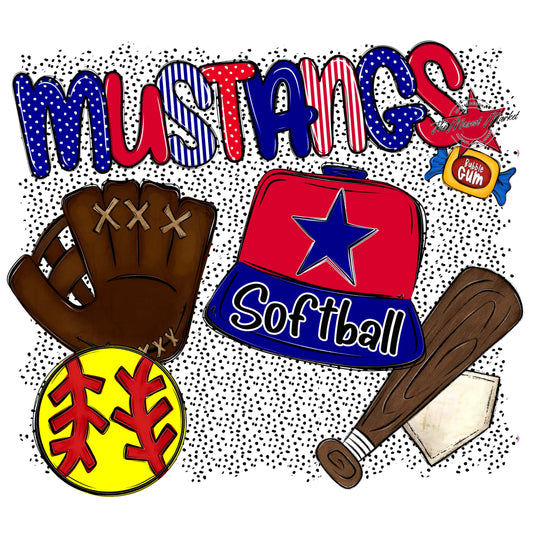 Mustangs Softball Spirit-Blue & Red