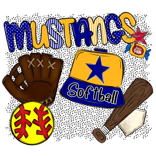 Mustangs Softball Spirit-Blue & Yellow