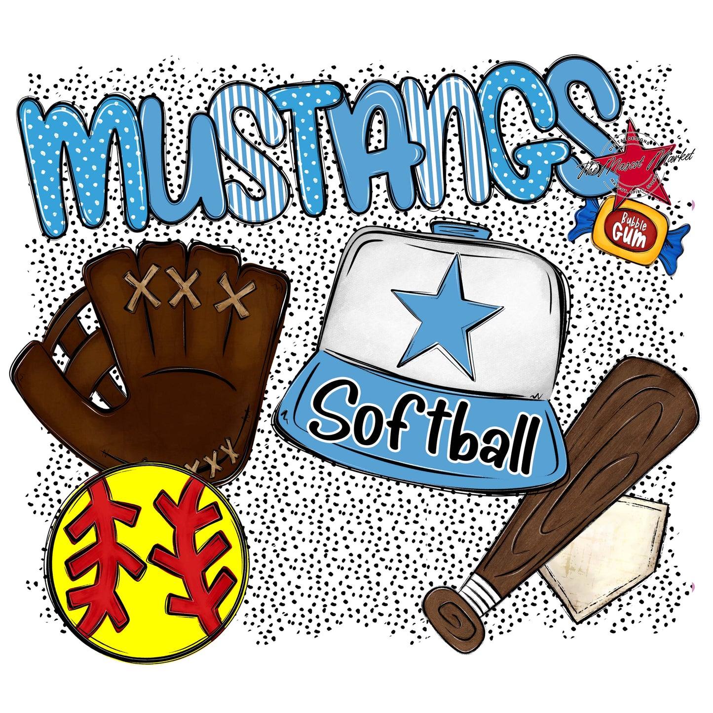 Mustangs Softball Spirit-Carolina Blue