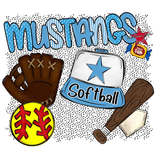 Mustangs Softball Spirit-Carolina Blue