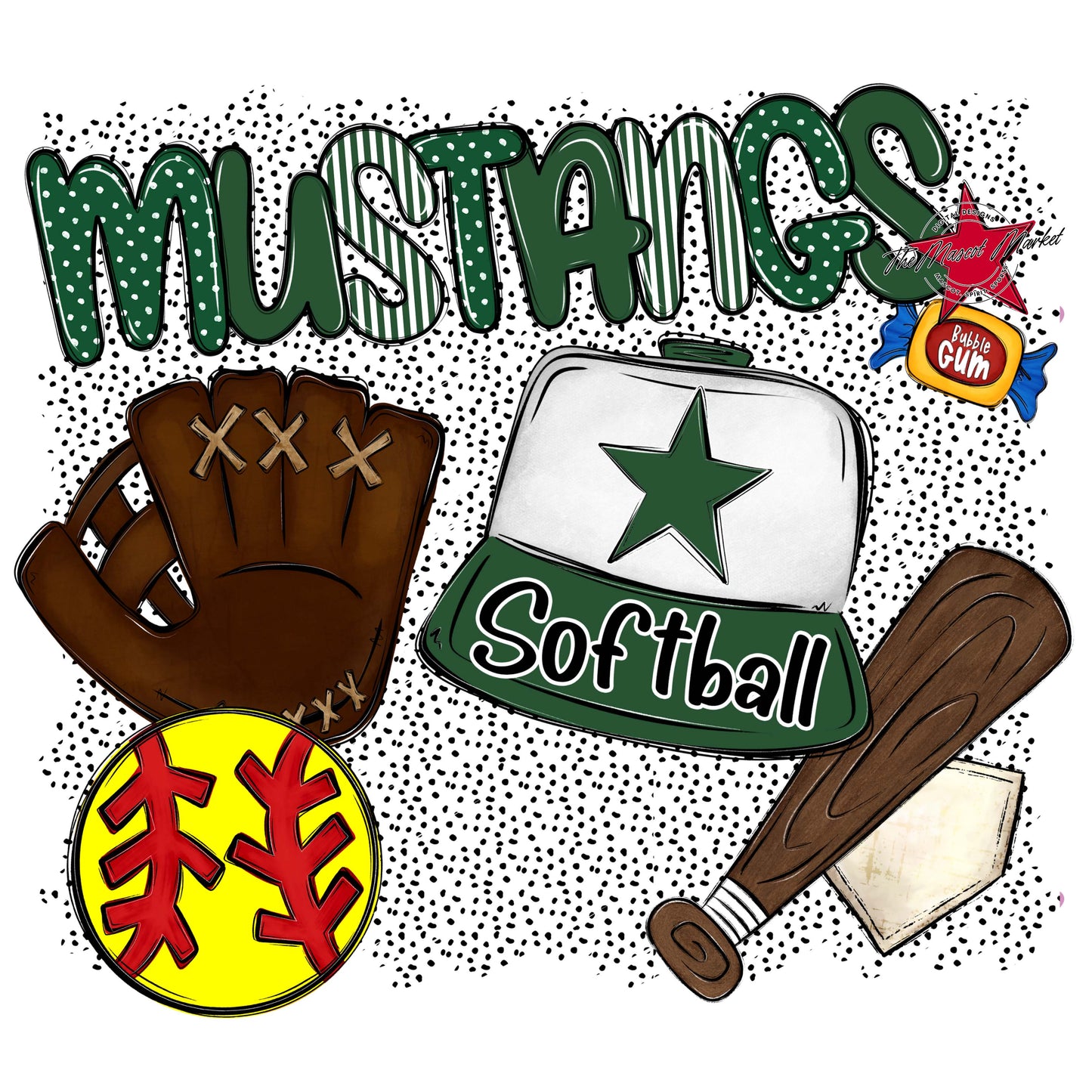 Mustangs Softball Spirit-Green
