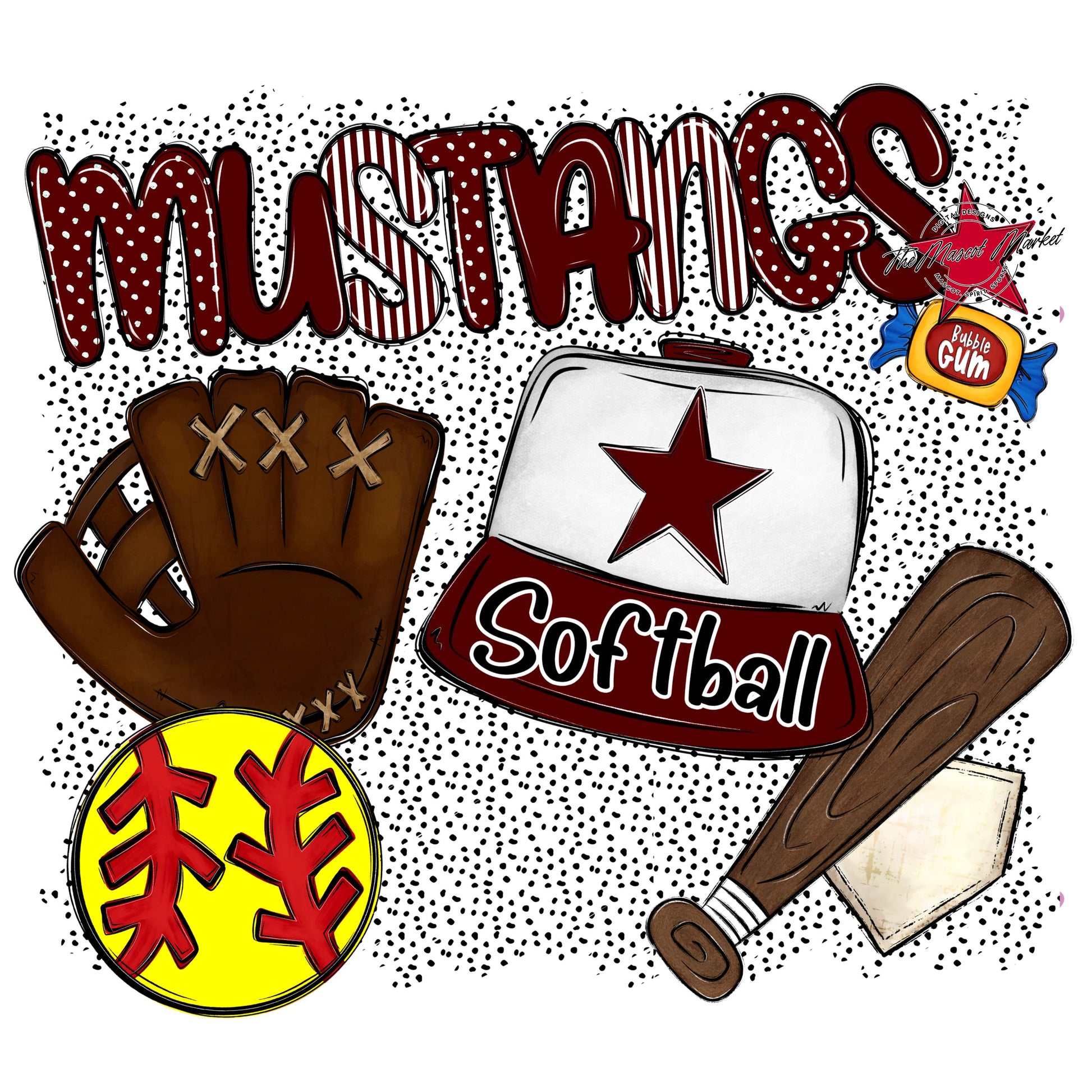 Mustangs Softball Spirit-Maroon