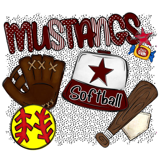 Mustangs Softball Spirit-Maroon