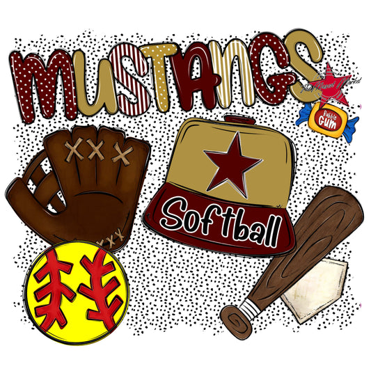 Mustangs Softball Spirit-Maroon & Gold
