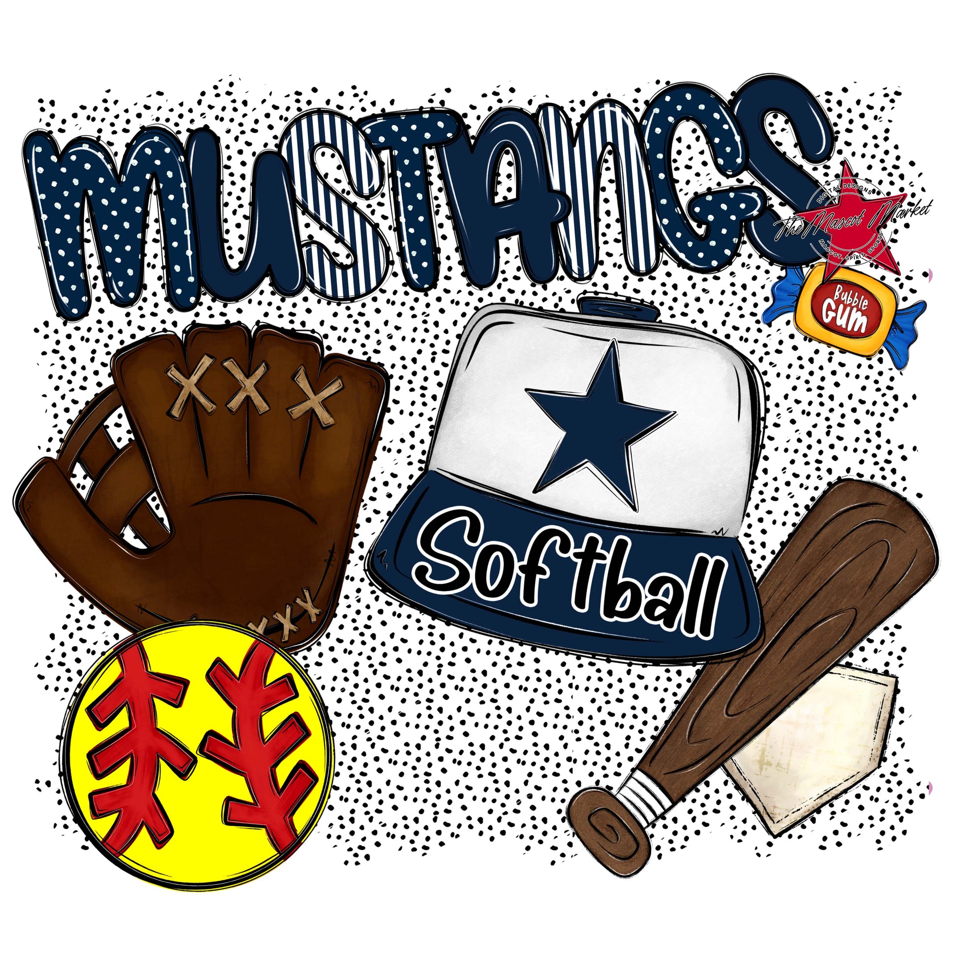 Mustangs Softball Spirit-Navy