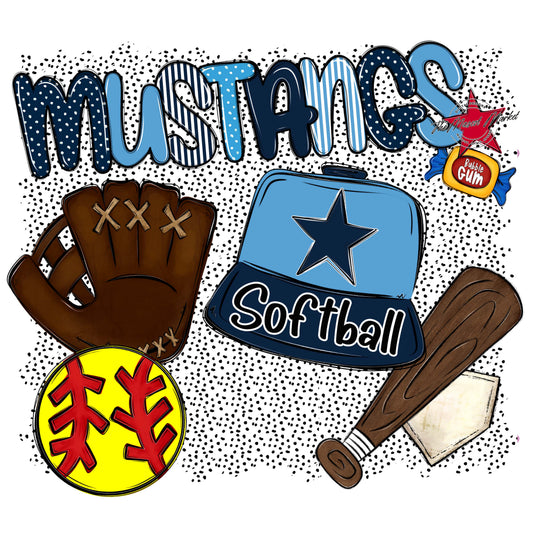 Mustangs Softball Spirit-Navy & Carolina Blue