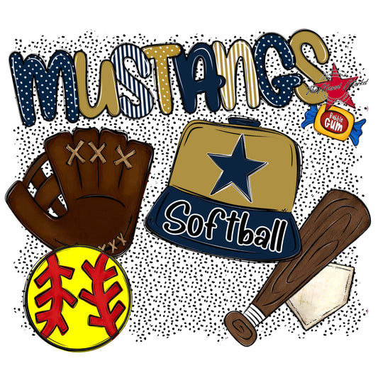 Mustangs Softball Spirit-Navy & Gold