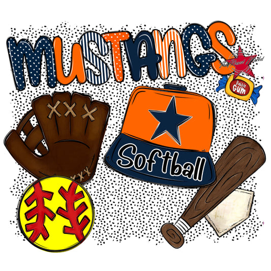 Mustangs Softball Spirit-Navy & Orange