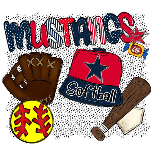 Mustangs Softball Spirit-Navy & Red
