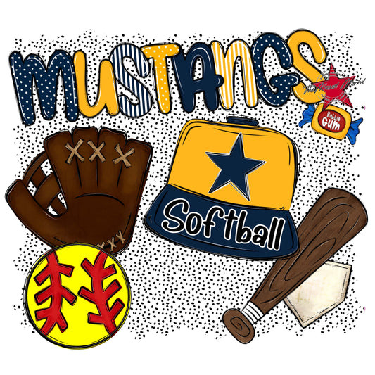 Mustangs Softball Spirit-Navy & Yellow