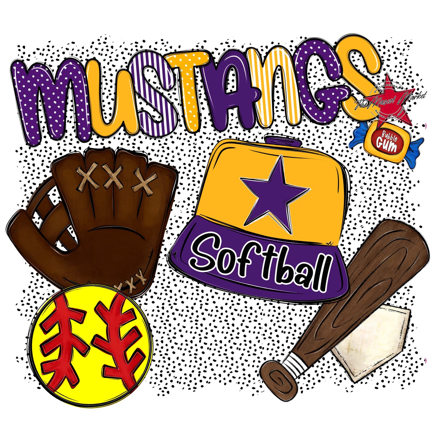 Mustangs Softball Spirit-Purple & Yellow