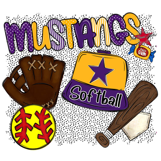 Mustangs Softball Spirit-Purple & Yellow