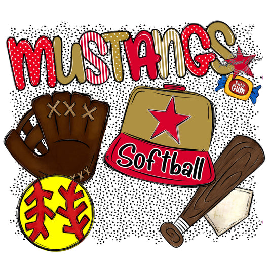 Mustangs Softball Spirit-Red & Gold