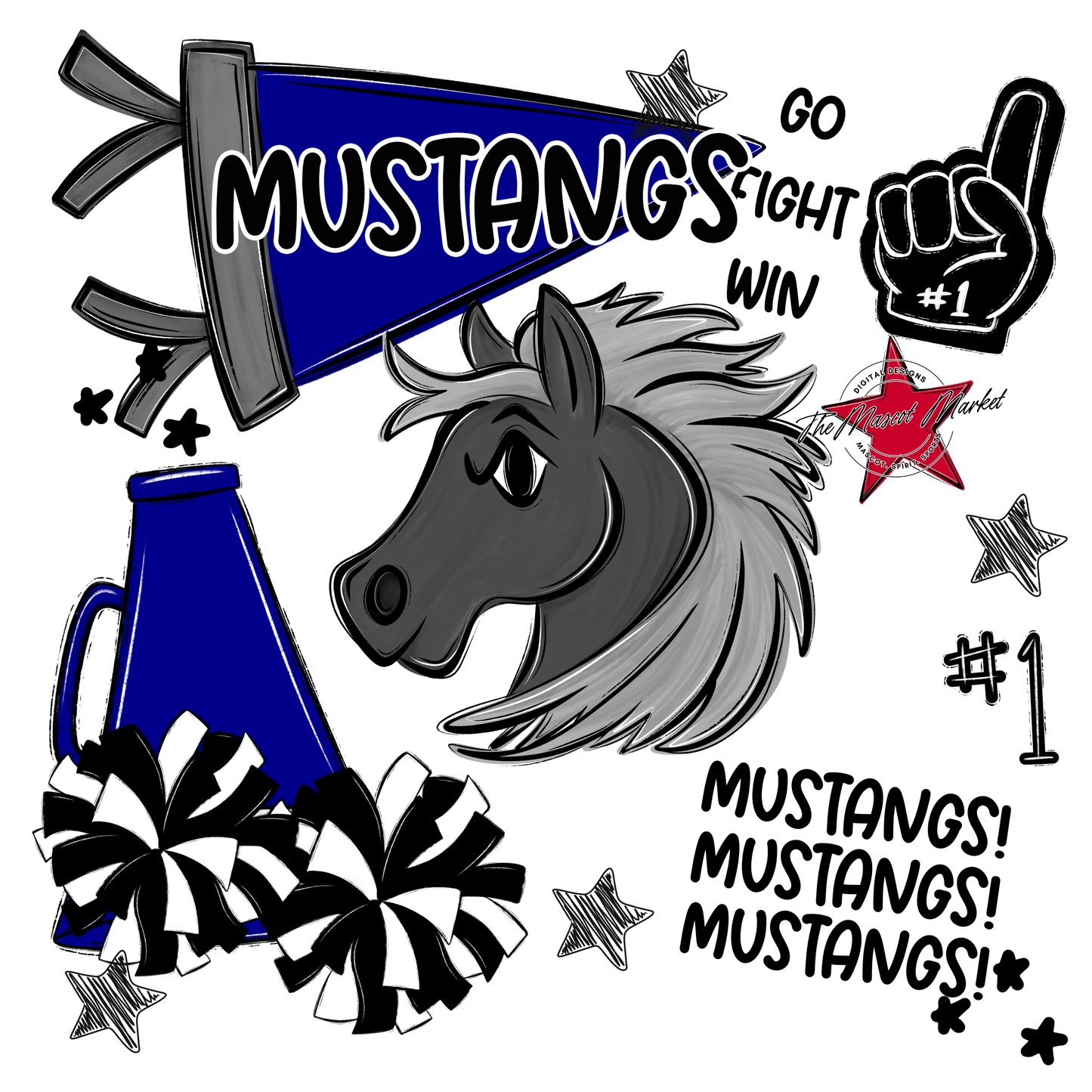 Mustangs Spirit Design-Blue
