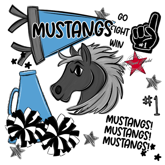 Mustangs Spirit Design-Carolina Blue