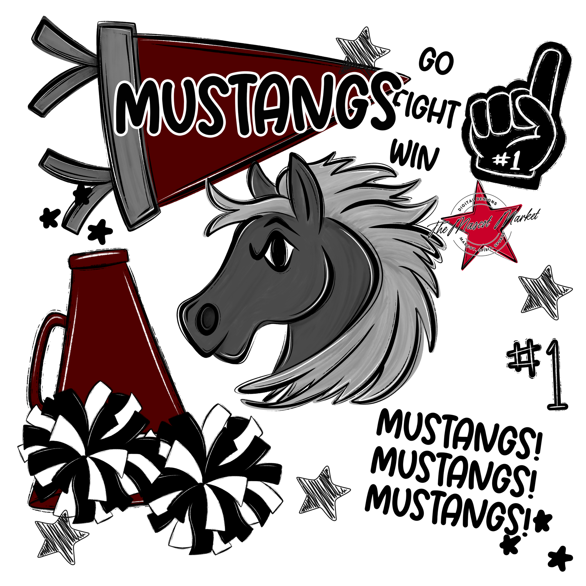 Mustangs Spirit Design-Maroon