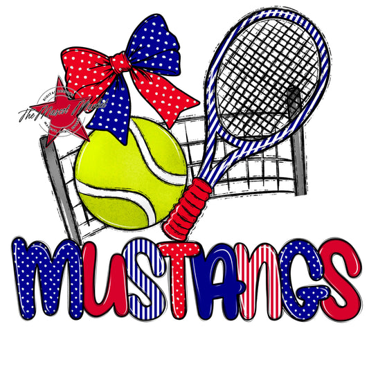 Mustangs Tennis Spirit Design-Blue & Red