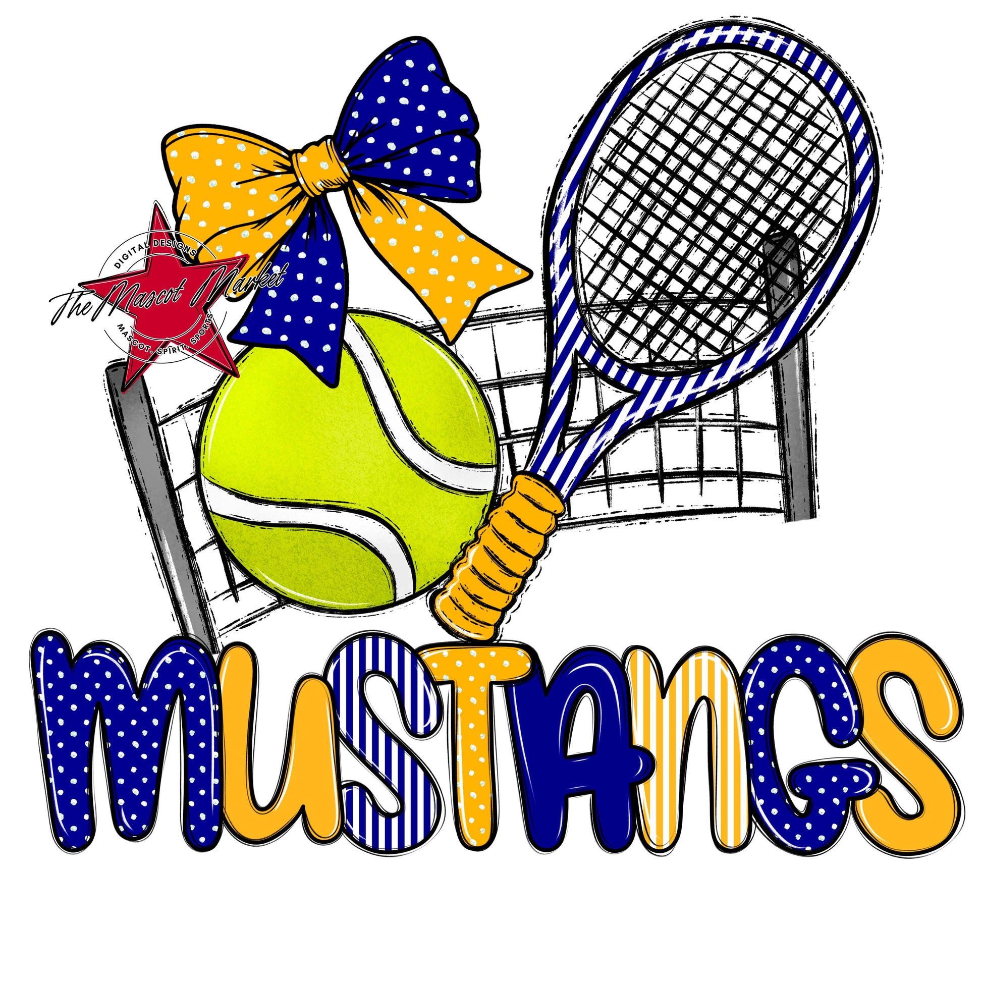 Mustangs Tennis Spirit Design-Blue & Yellow