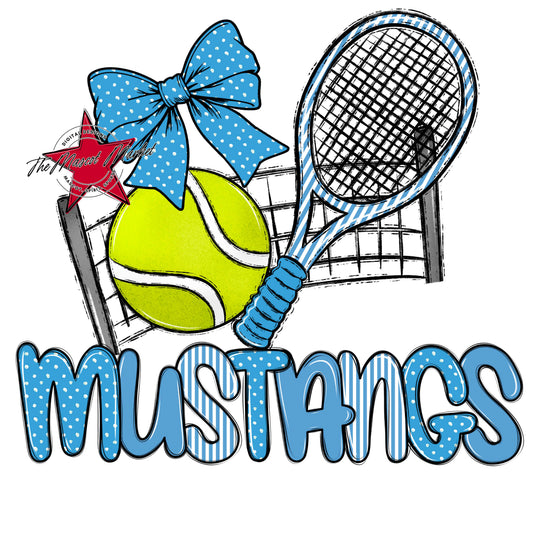 Mustangs Tennis Spirit Design-Carolina Blue