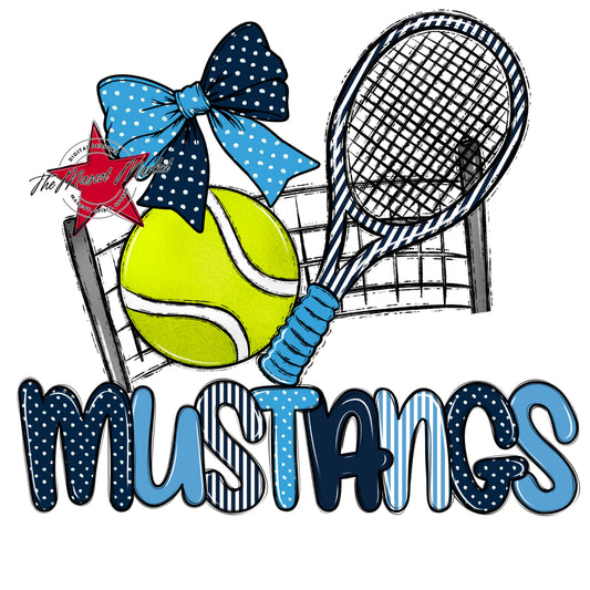 Mustangs Tennis Spirit Design-Navy & Carolina Blue