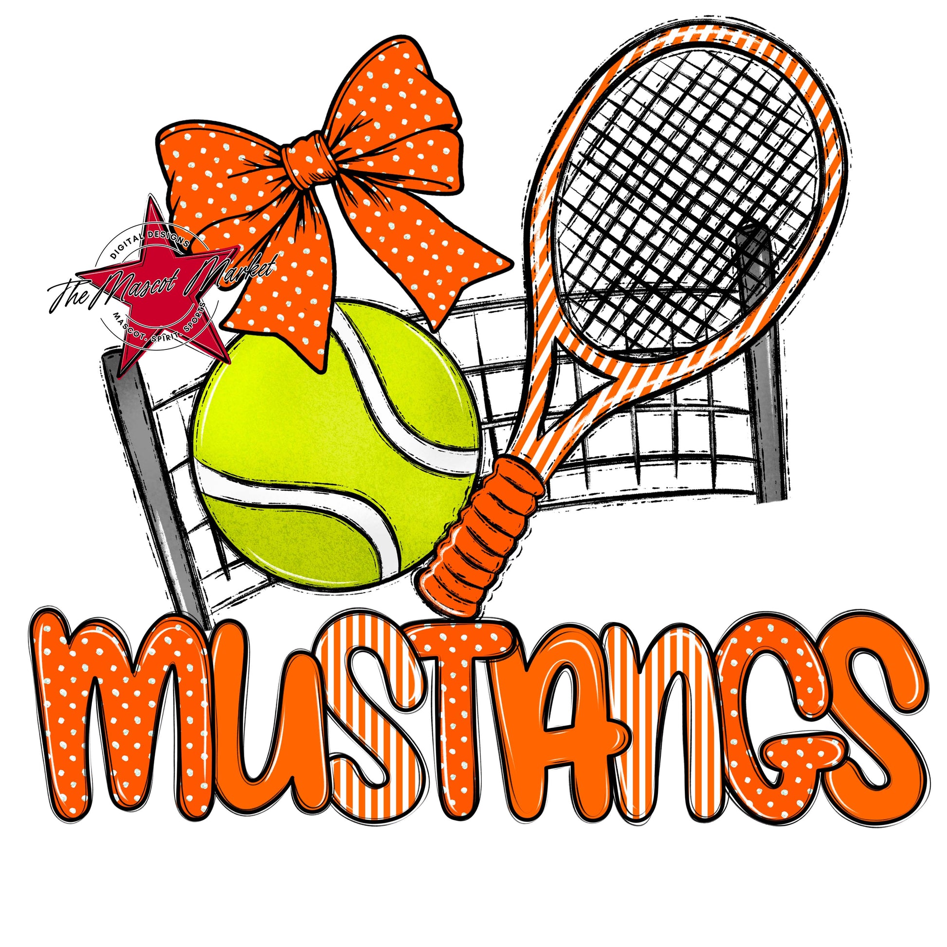 Mustangs Tennis Spirit Design-Orange