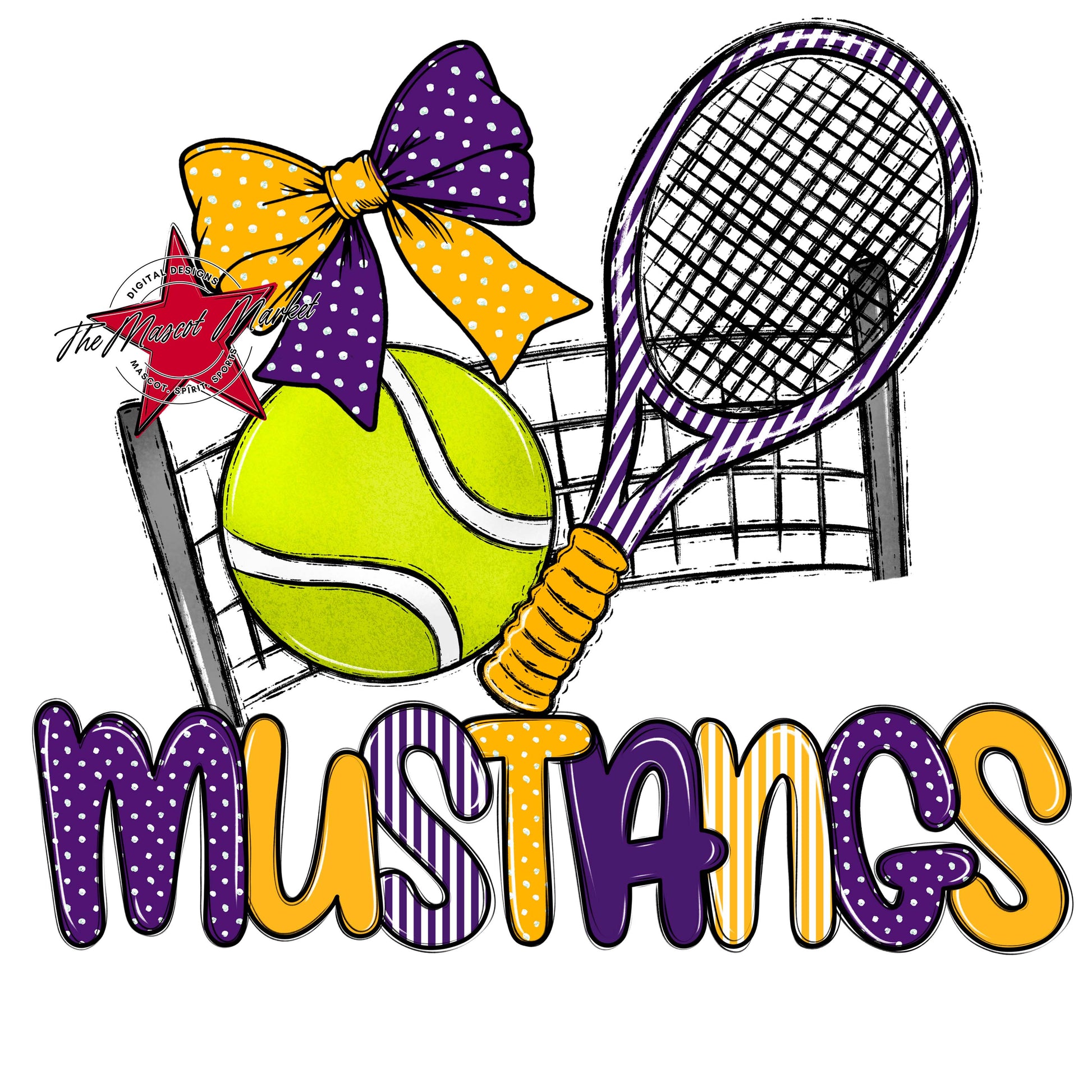 Mustangs Tennis Spirit Design-Purple & Yellow