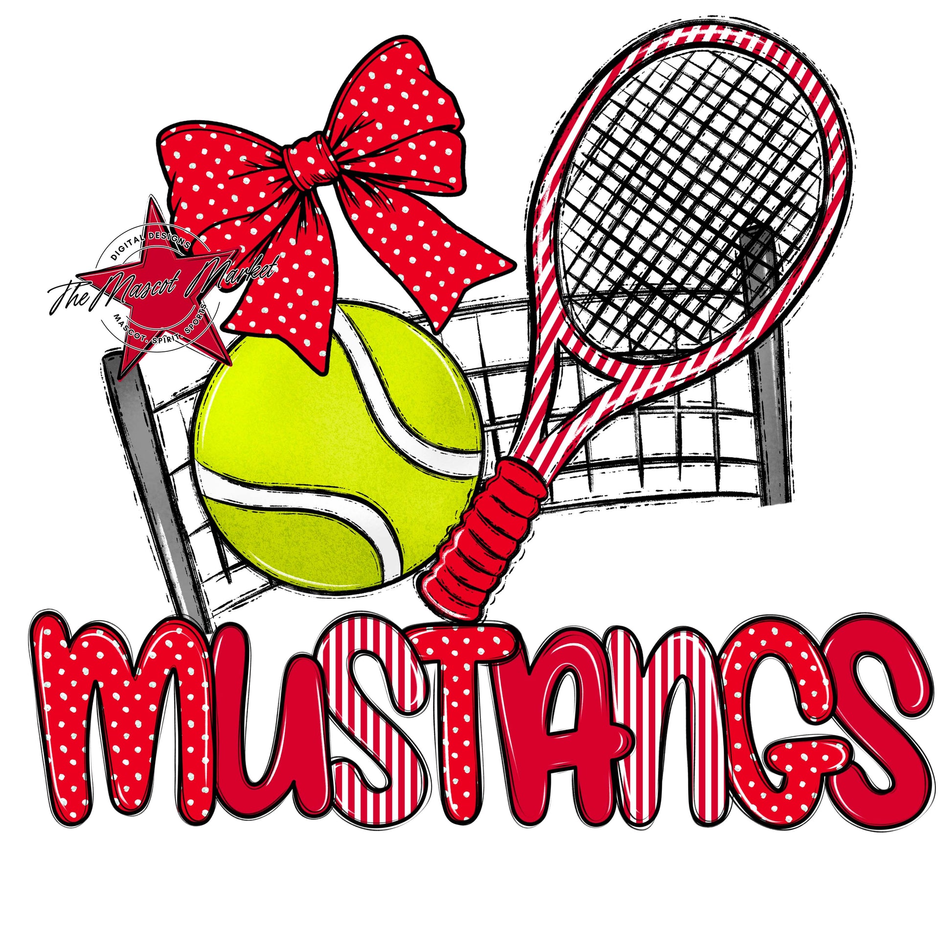 Mustangs Tennis Spirit Design-Red