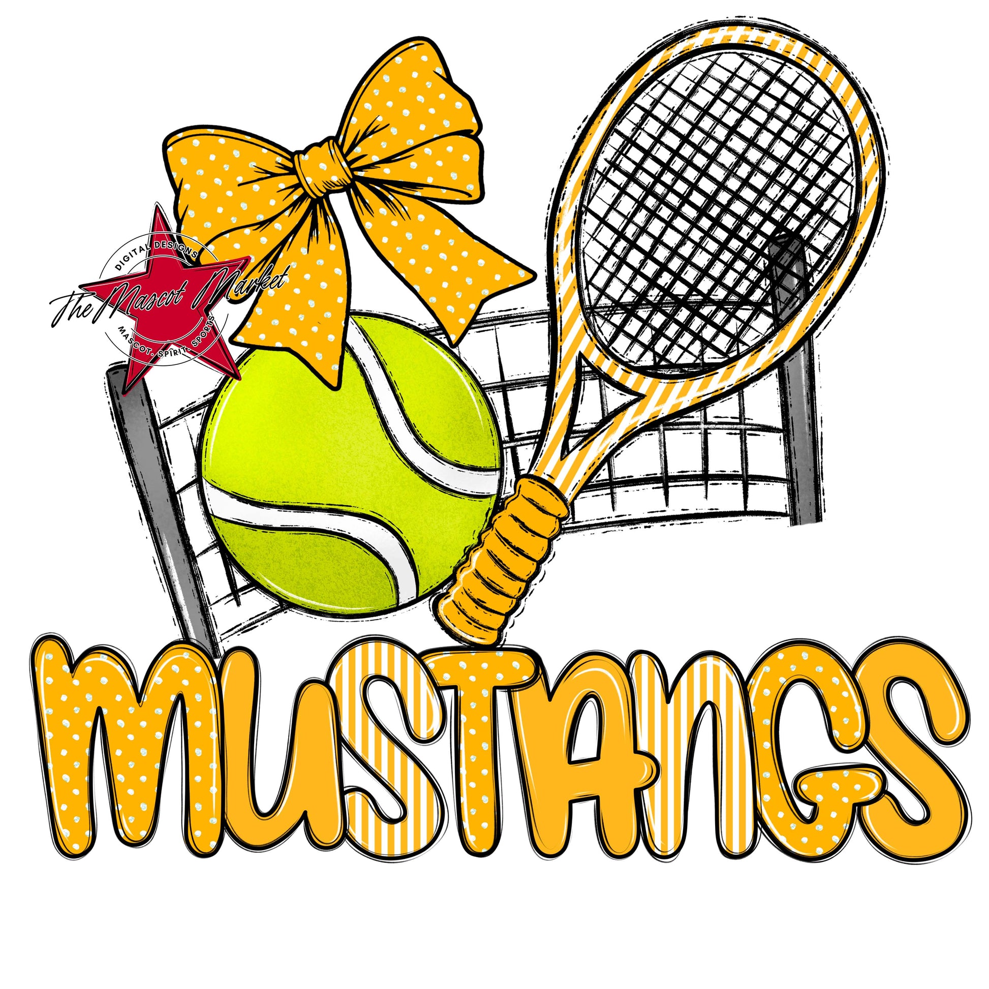 Mustangs Tennis Spirit Design-Yellow