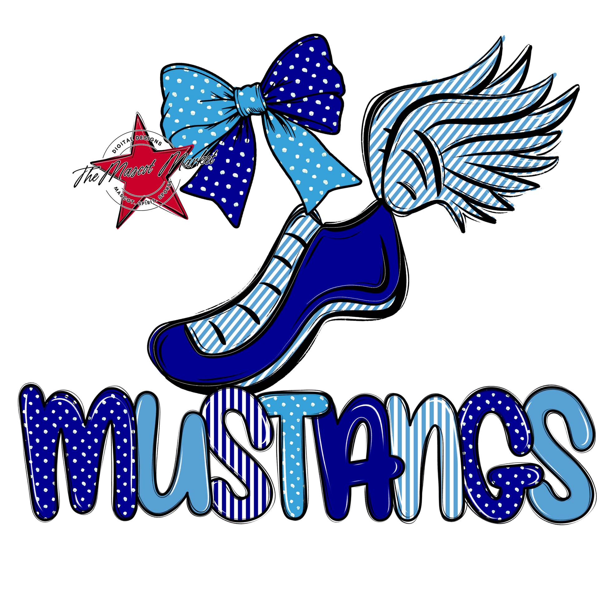 Mustangs Track Spirit Design-Blue & Carolina Blue