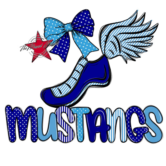 Mustangs Track Spirit Design-Blue & Carolina Blue