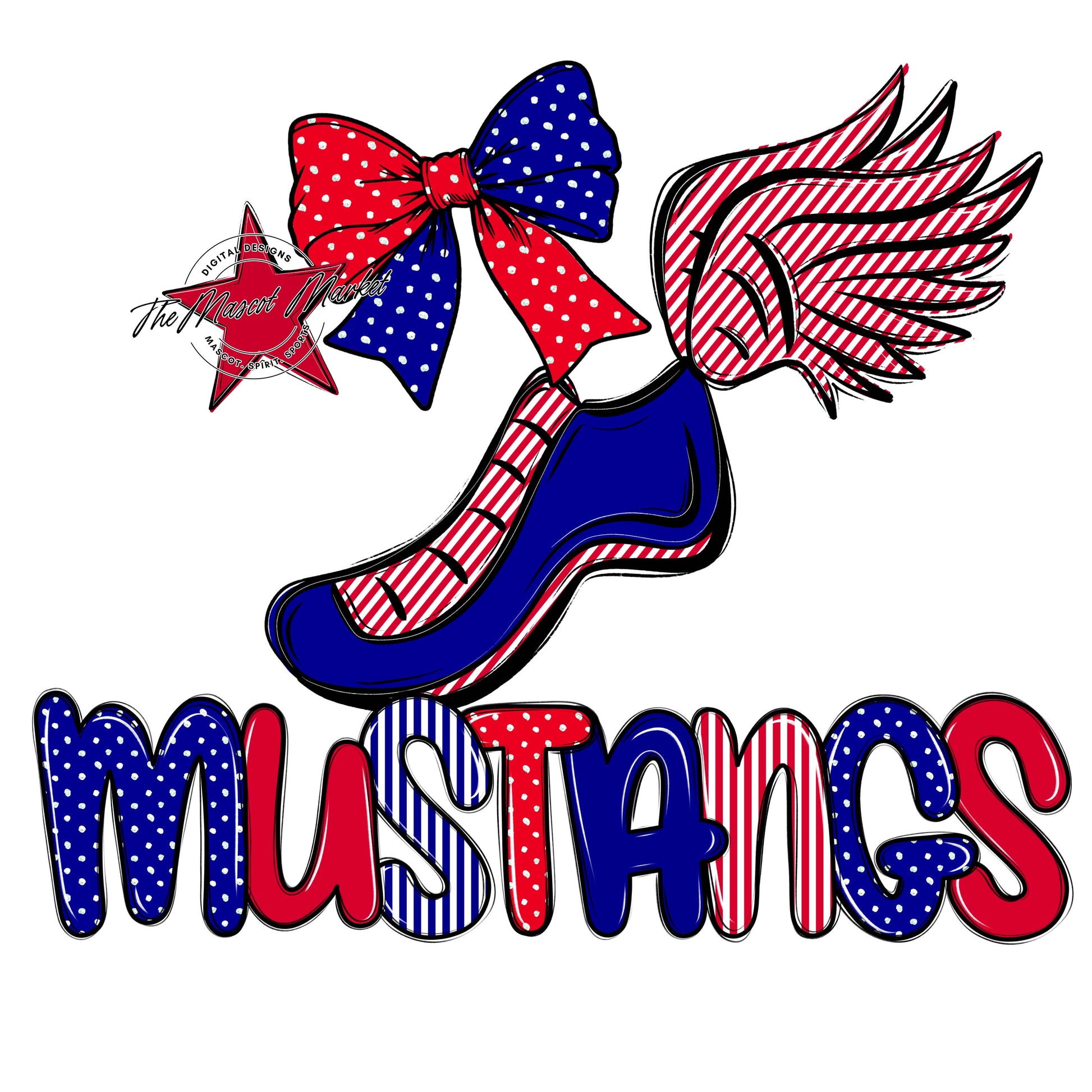 Mustangs Track Spirit Design-Blue & Red