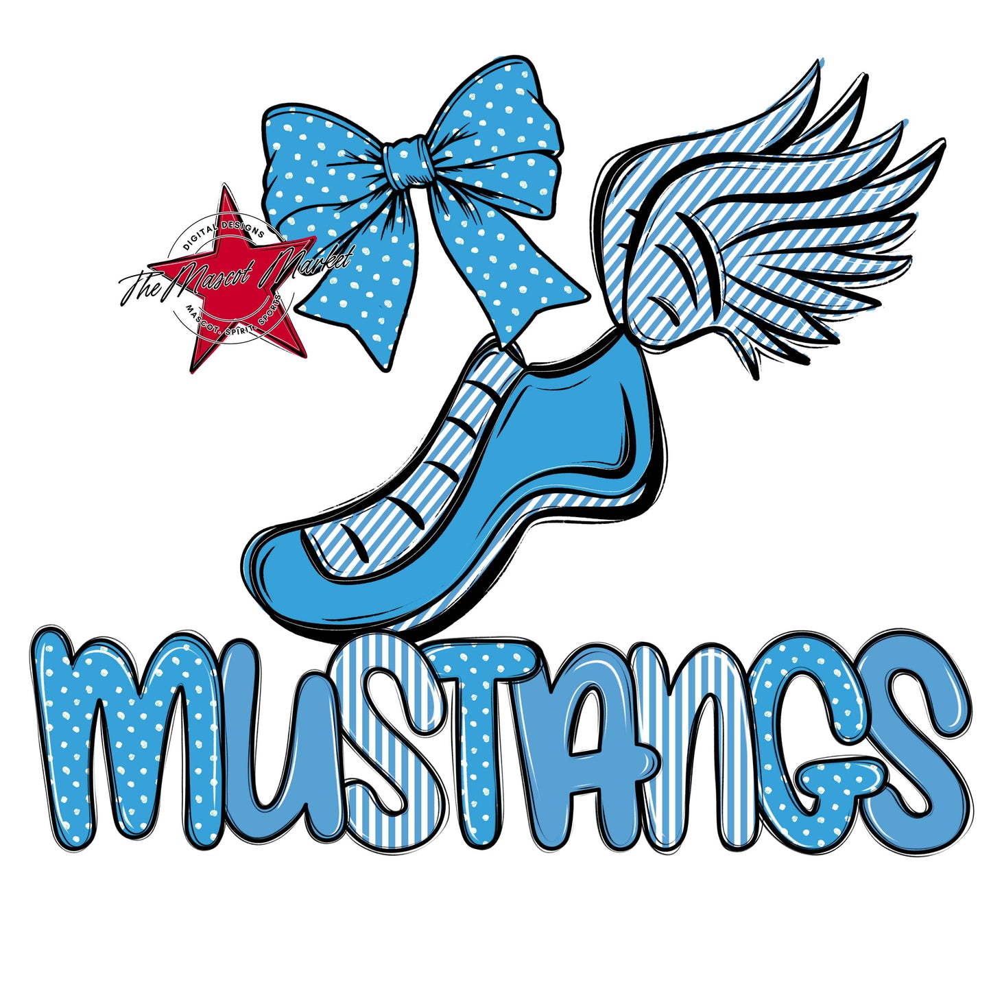 Mustangs Track Spirit Design-Carolina Blue
