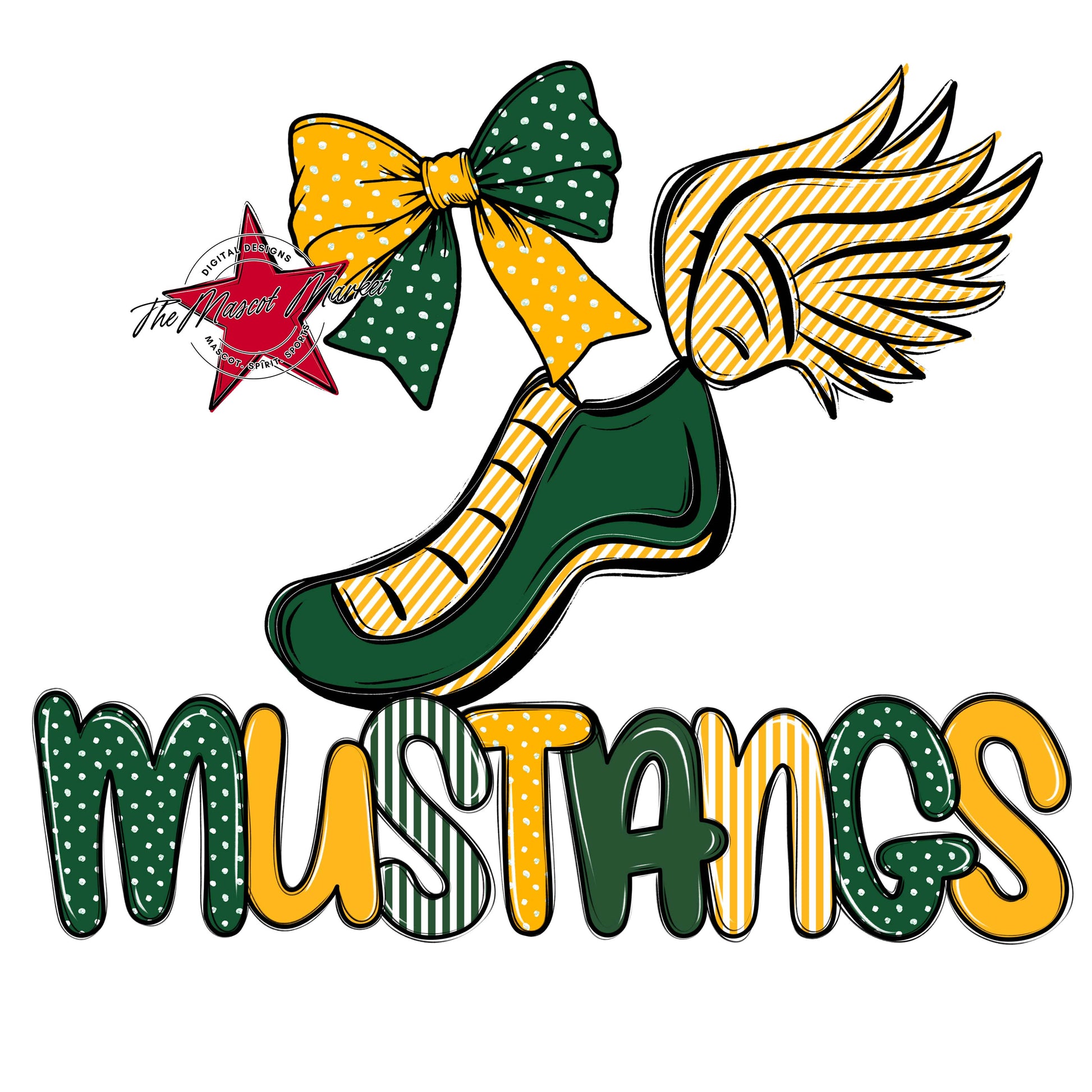 Mustangs Track Spirit Design-Green & Yellow