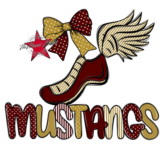Mustangs Track Spirit Design-Maroon & Gold