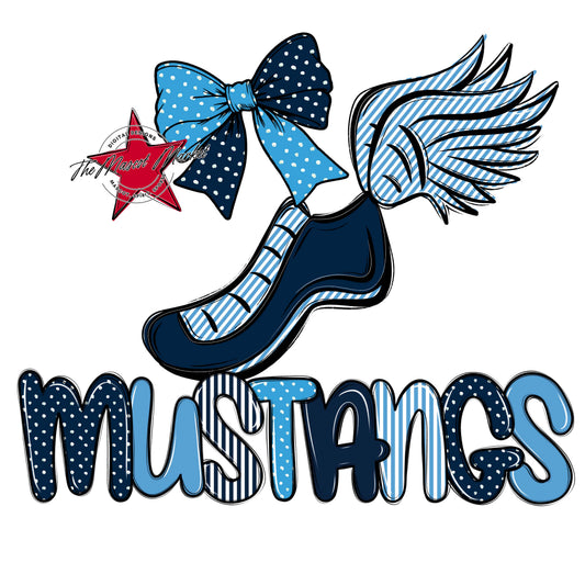 Mustangs Track Spirit Design-Navy & Carolina Blue