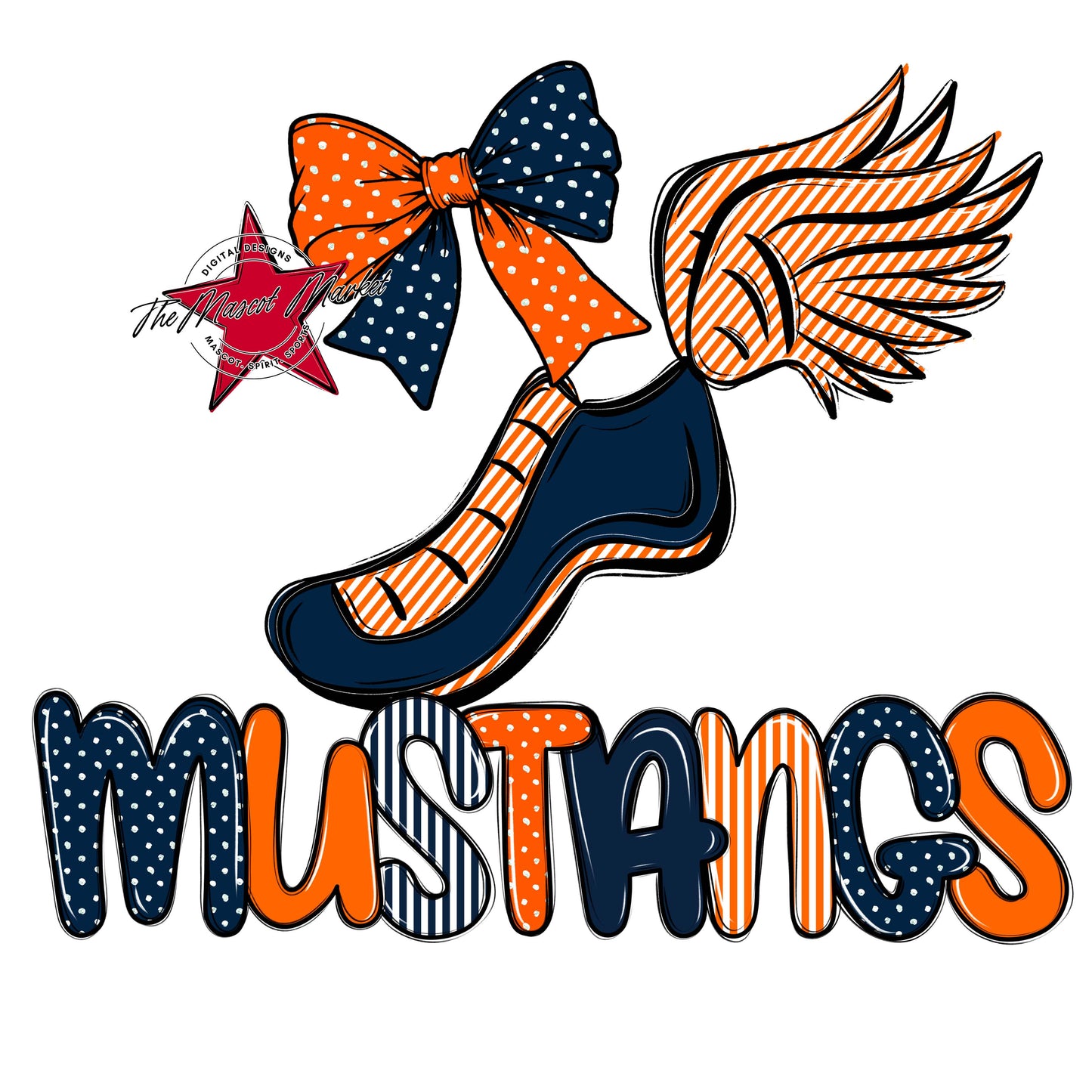 Mustangs Track Spirit Design-Navy & Orange
