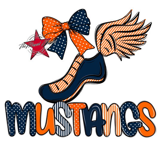 Mustangs Track Spirit Design-Navy & Orange