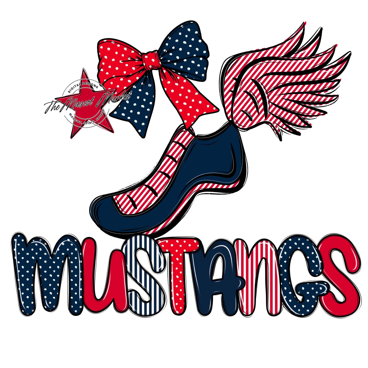 Mustangs Track Spirit Design-Navy & Red
