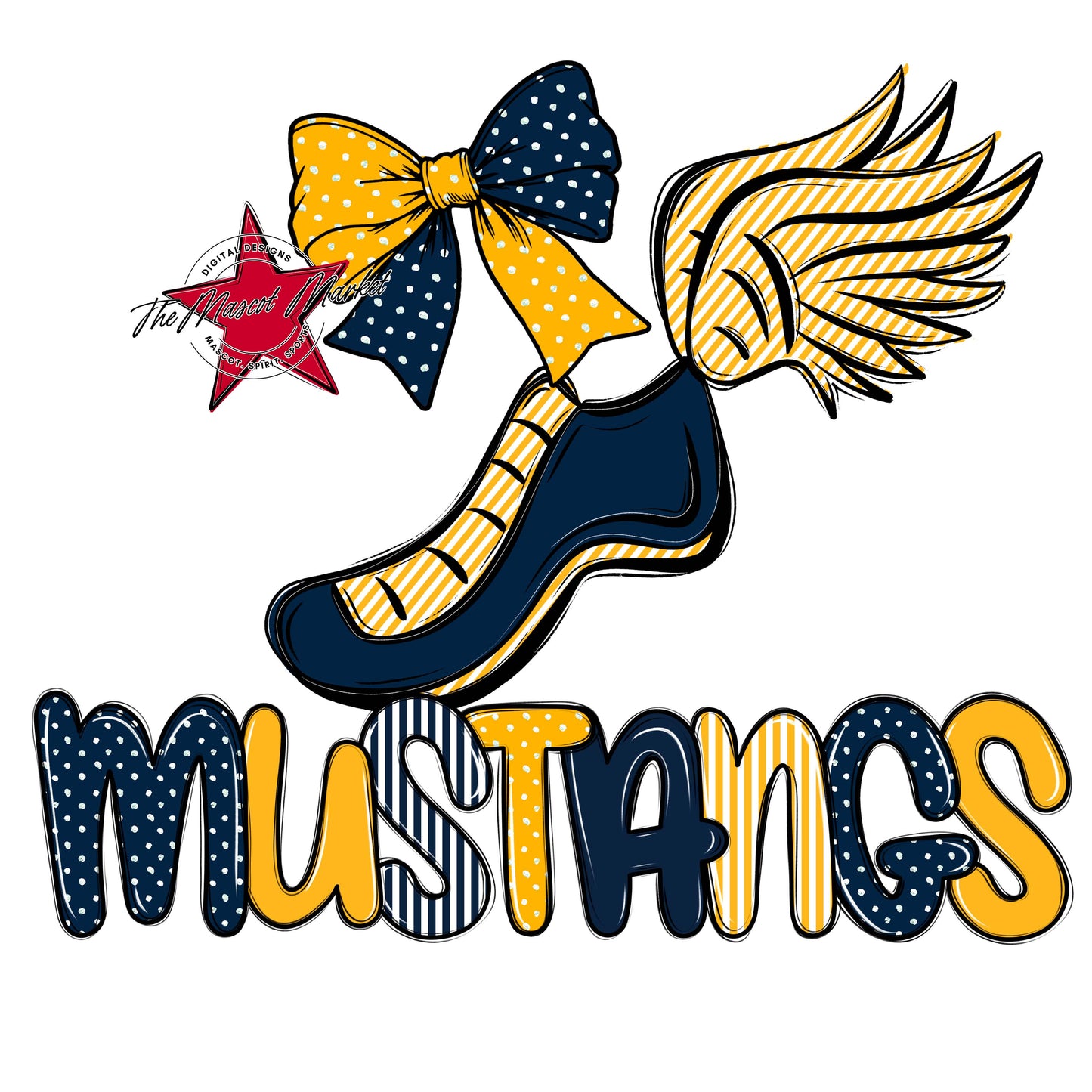Mustangs Track Spirit Design-Navy & Yellow