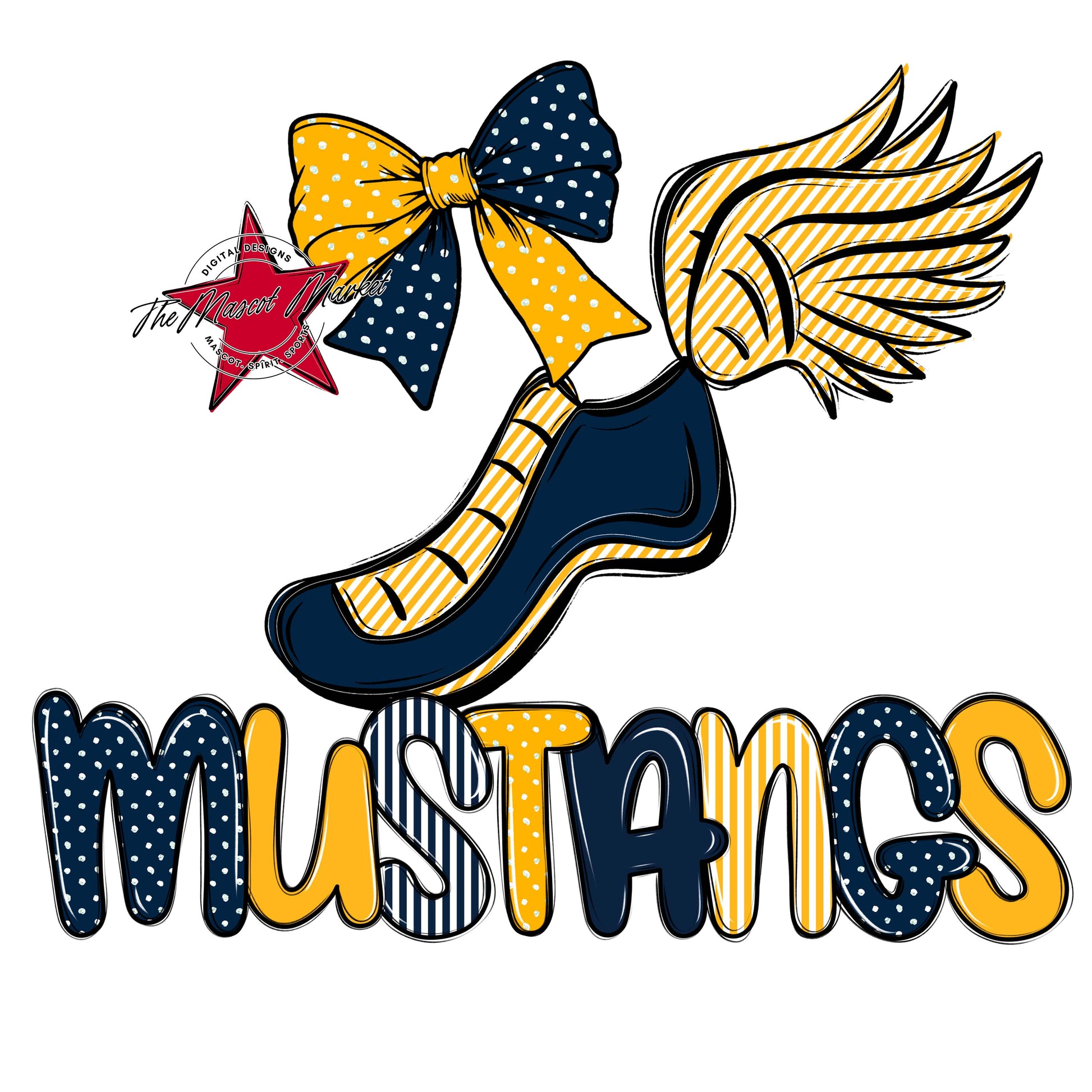 Mustangs Track Spirit Design-Navy & Yellow