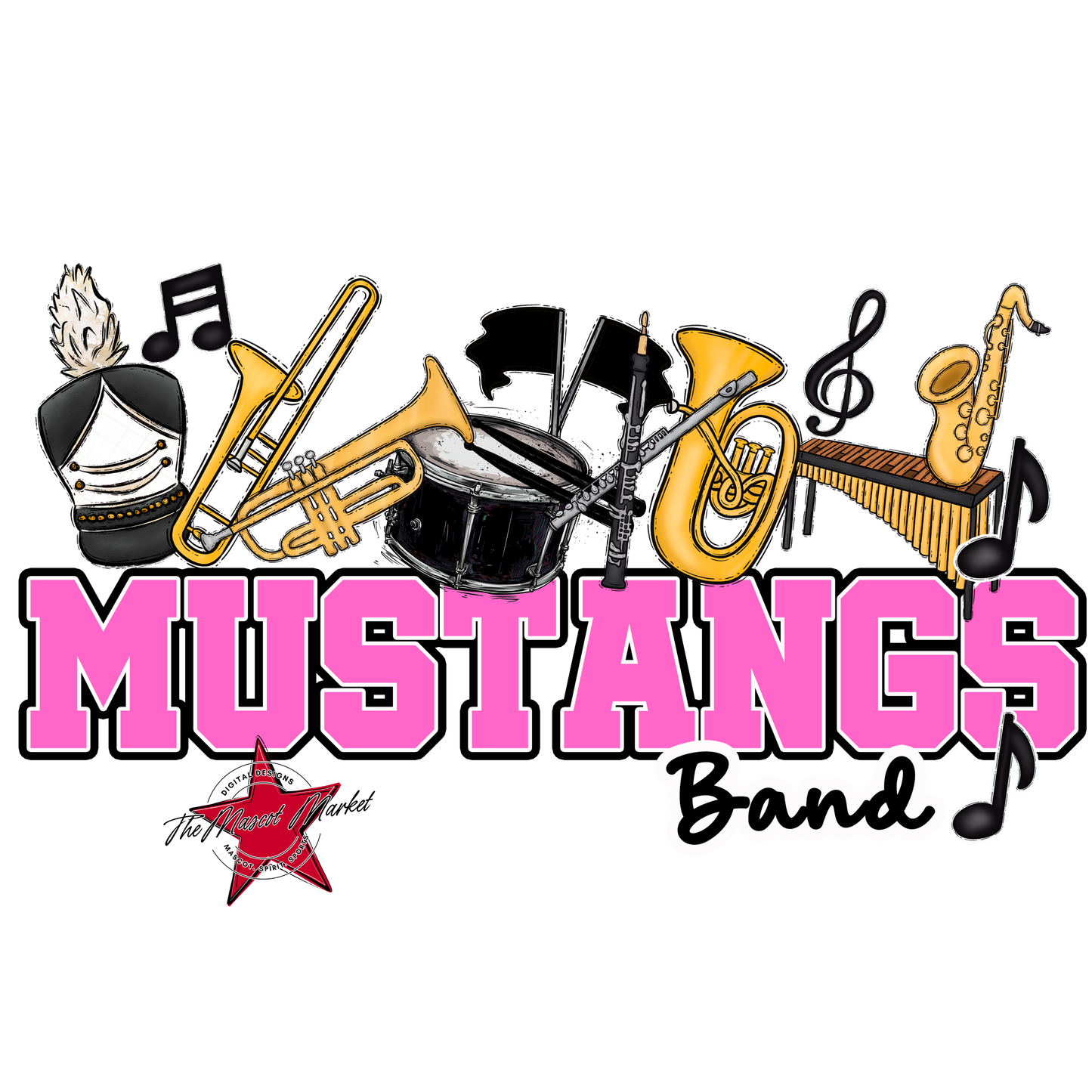 Mustangs Varsity Band-Baby Pink