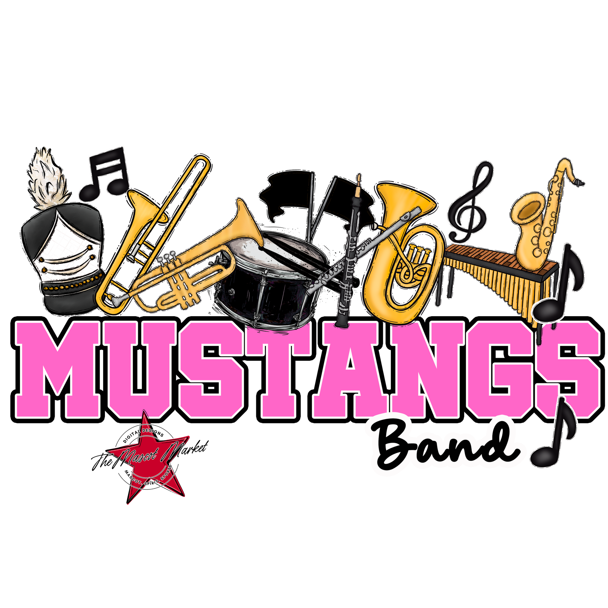 Mustangs Varsity Band-Baby Pink