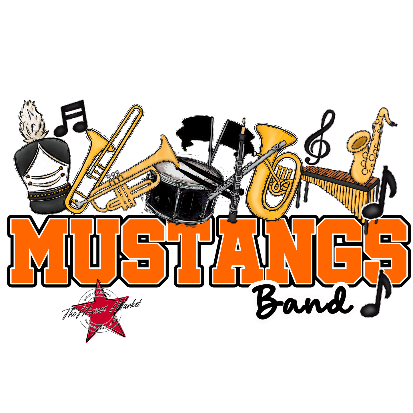 Mustangs Varsity Band-Orange