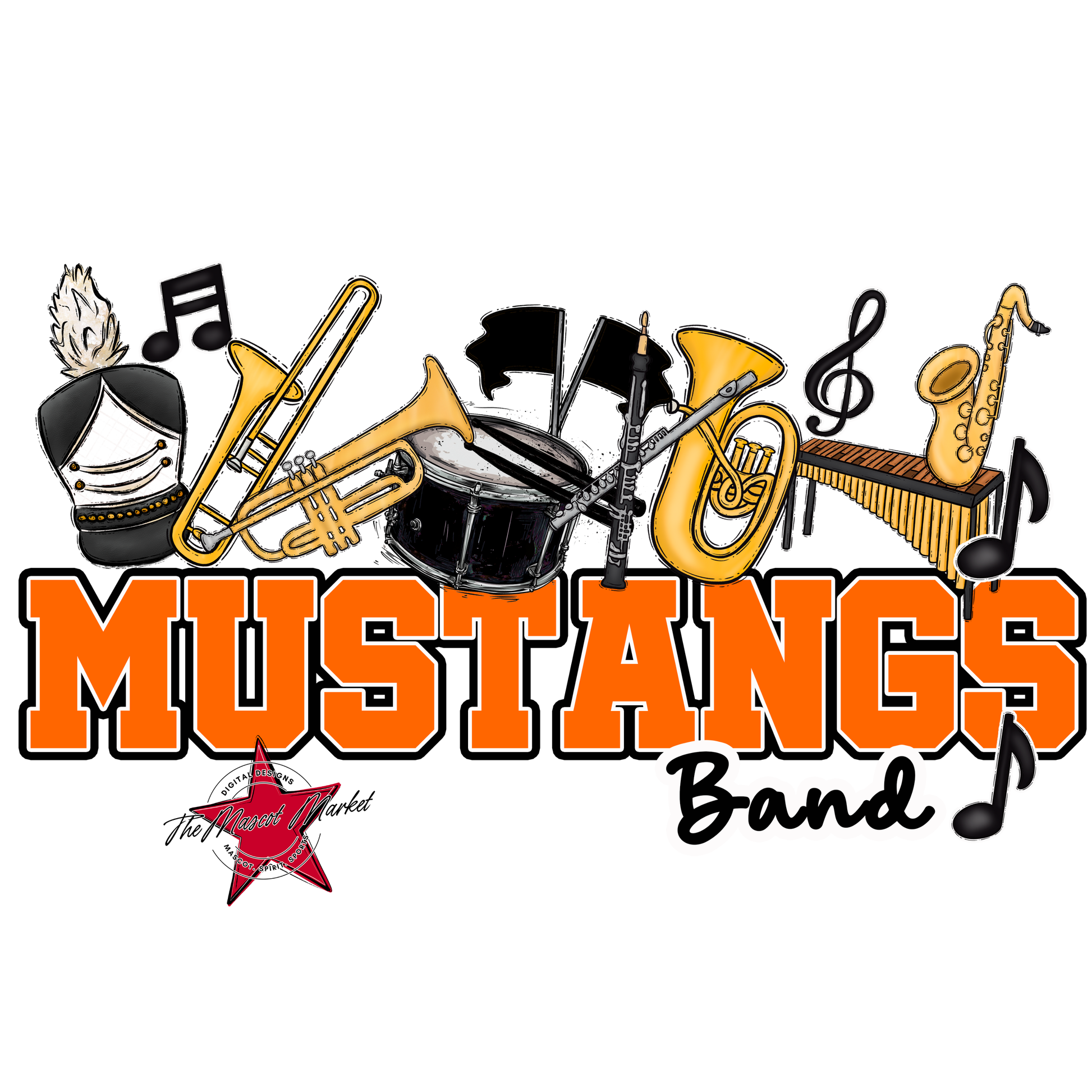 Mustangs Varsity Band-Orange