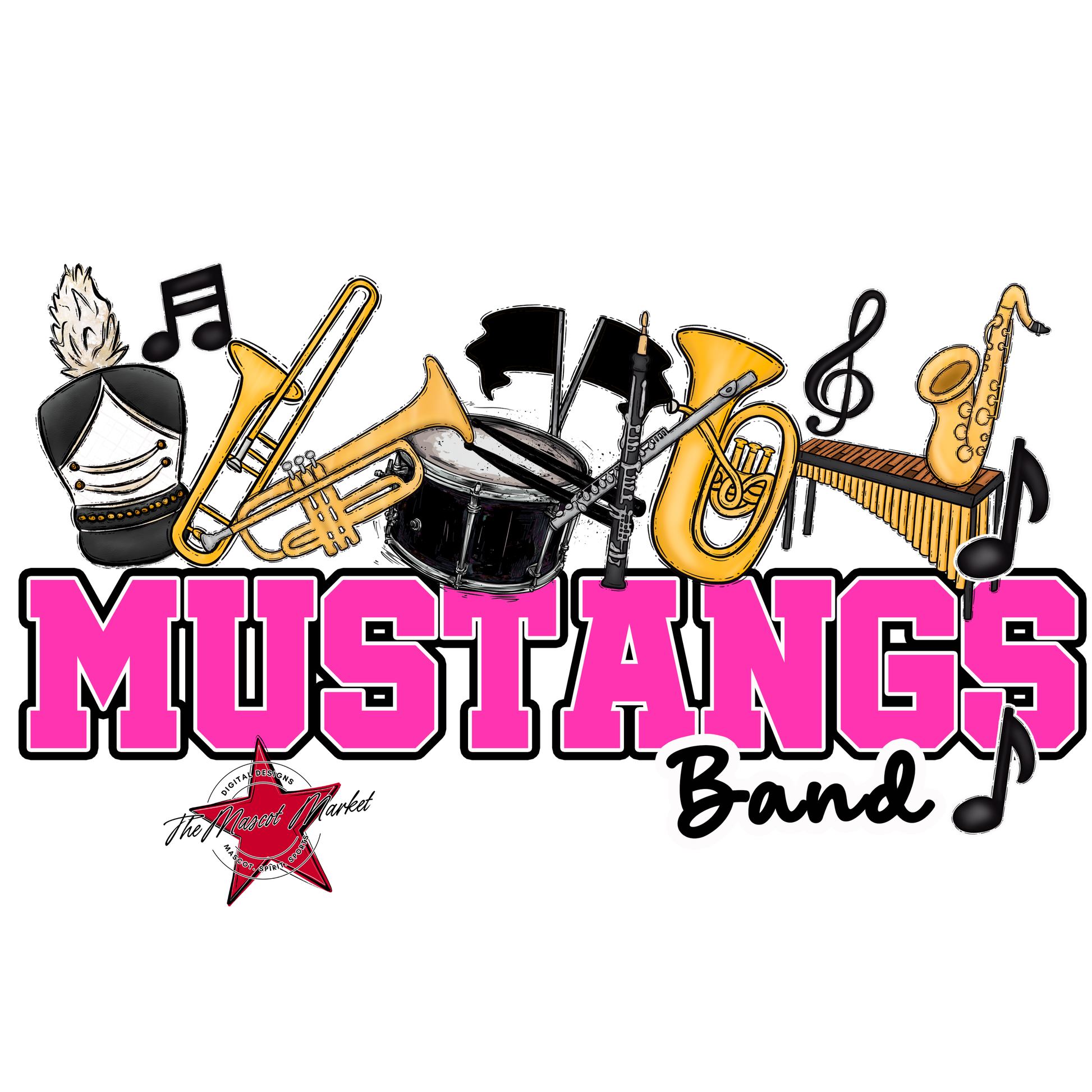 Mustangs Varsity Band-Pink