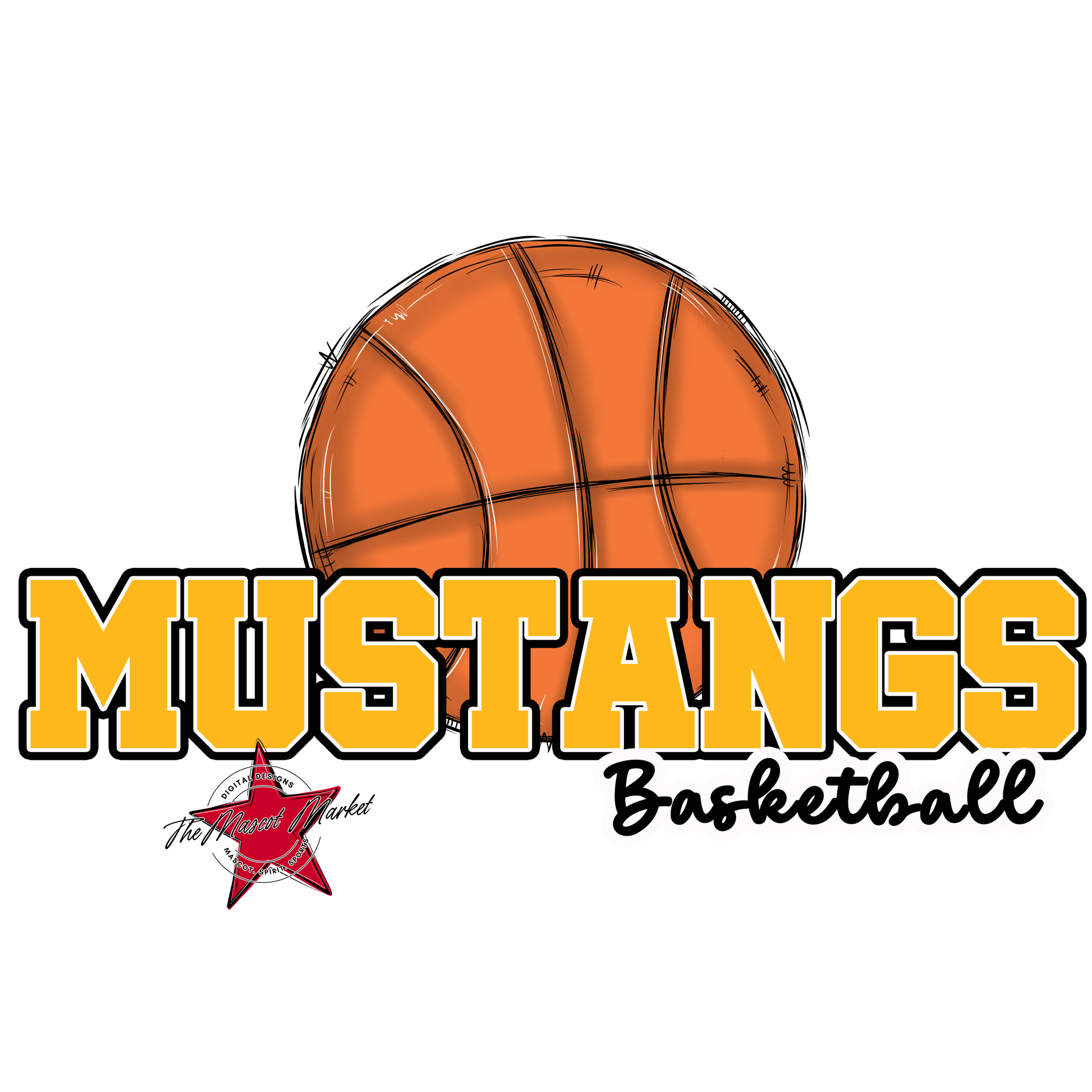 Mustangs Varsity Basketball-Yellow