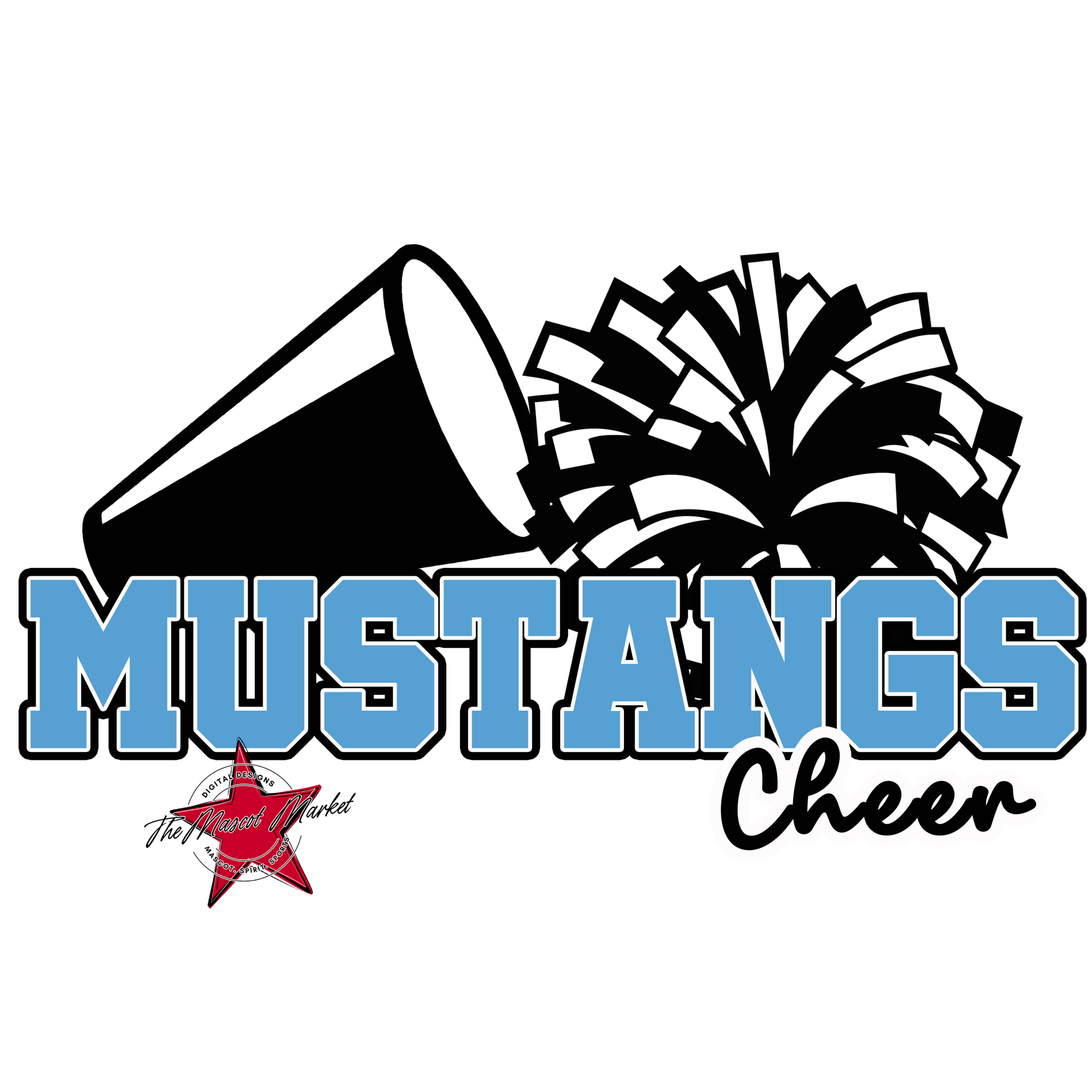 Mustangs Varsity Cheer-Carolina Blue