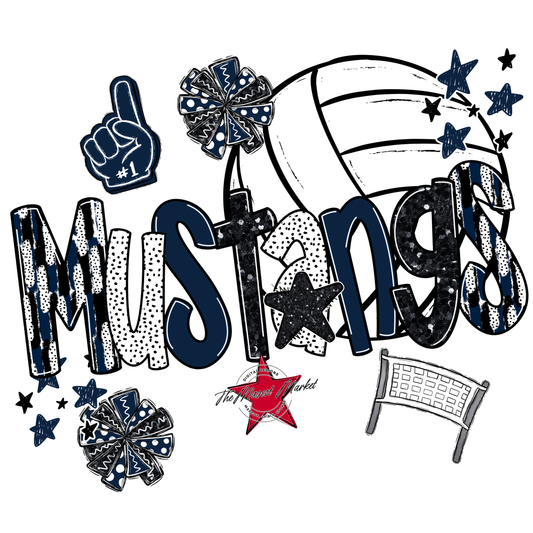 Mustangs Volleyball Scrape-Navy