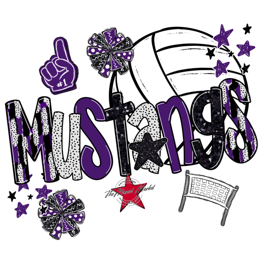Mustangs Volleyball Scrape-Purple
