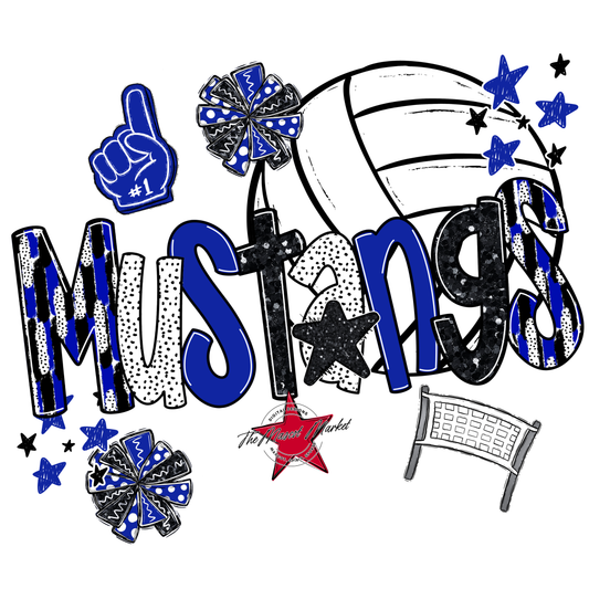 Mustangs Volleyball Scrape-Royal Blue